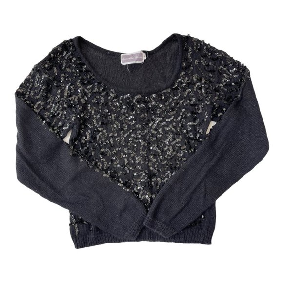 Vintage Samantha Starr Angora Black Sequin Sweater - Picture 1 of 8